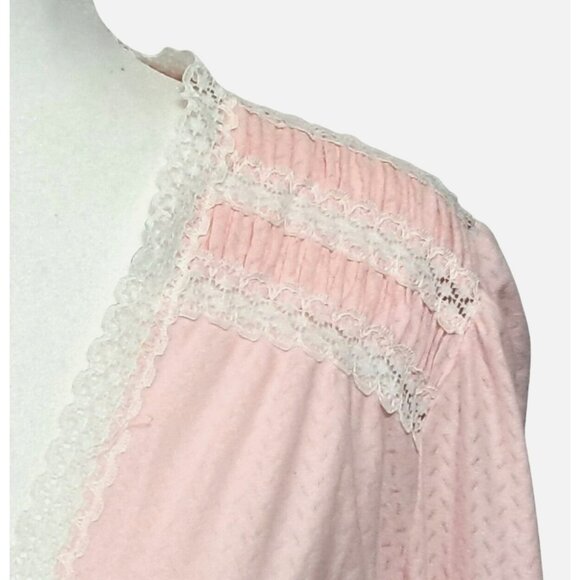 Vintage Nightgown Barad Co Nightwear Womens Size L Pink NOS NWT Long Sleeve Full - Picture 11 of 15